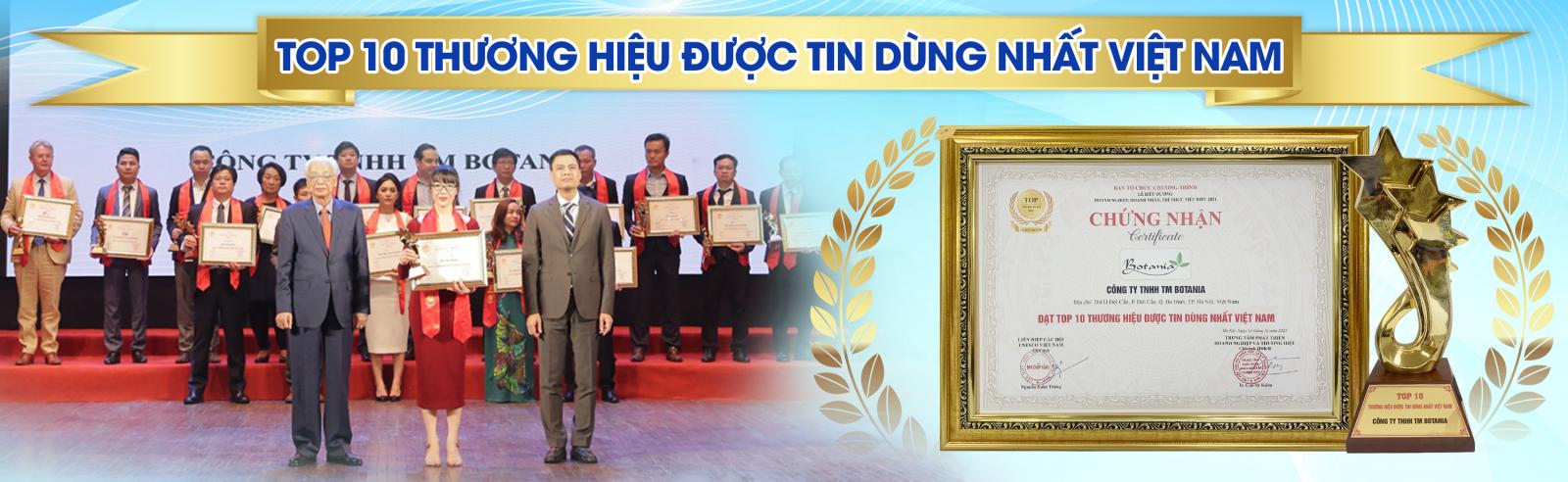 Giải thưởng top 10 thương hiệu được tin dùng nhất Việt Nam